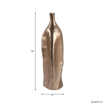 Decorative Vase - Gold Metal Modern Small Textured, 20 in.