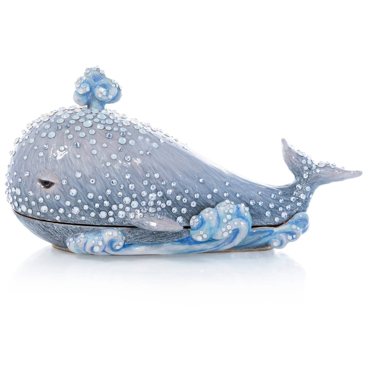 Jay Strongwater Abel Whale Decorative Box, Gold Swarovski Crystal Enamel Gold-Finished