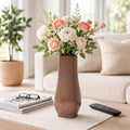 Decorative Vase - Brown/Red Ceramic Modern Flared, 14 in.