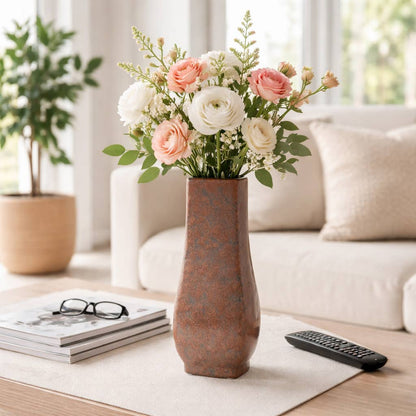 Decorative Vase - Brown/Red Ceramic Modern Flared, 14 in.