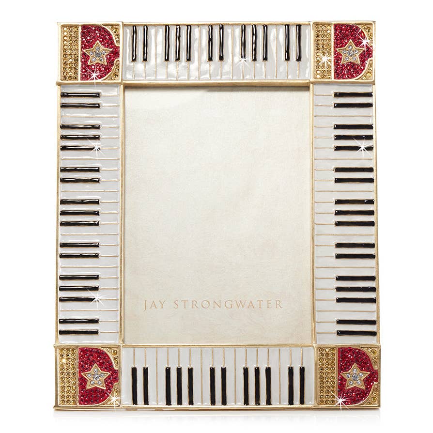 Jay Strongwater Elton John Piano Key 5" x 7" Crystal Enamel Picture Frame
