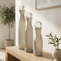 Decorative Bottles Set of 3 - Tan Glass Lidded, 14/19/22 in.