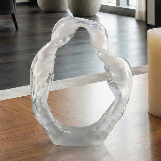 Decorative Sculpture - White Glass Artistic Statue, 10 in.
