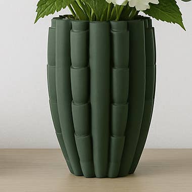 Decorative Vase - Green Porcelain 3D Printed Bold, 11 in.