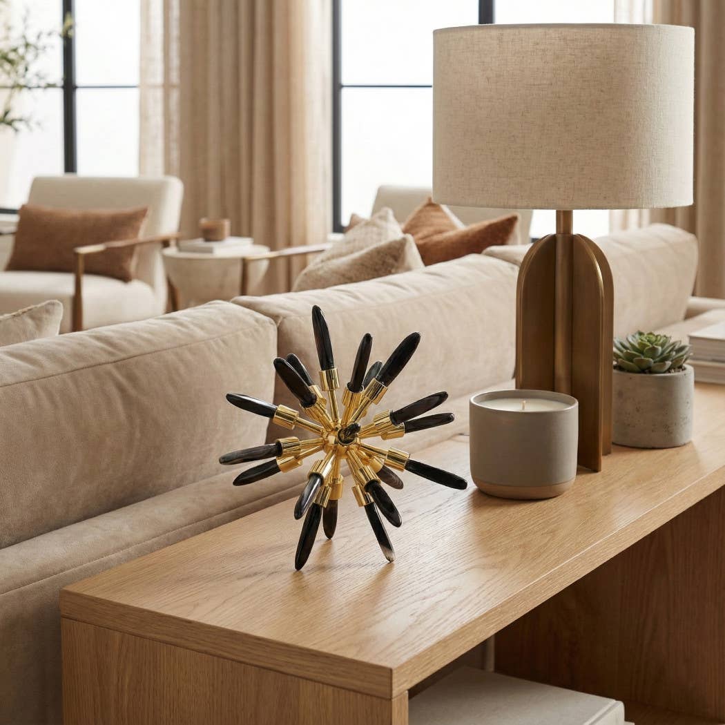 Decorative Object - Black Crystal Starburst Sculpture, 8 in.