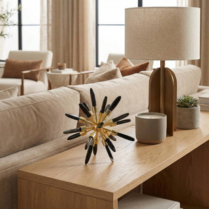 Decorative Object - Black Crystal Starburst Sculpture, 8 in.