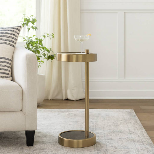 Side Table - Black/Gold Metal Minimalist Sleek Frame, 23 in.