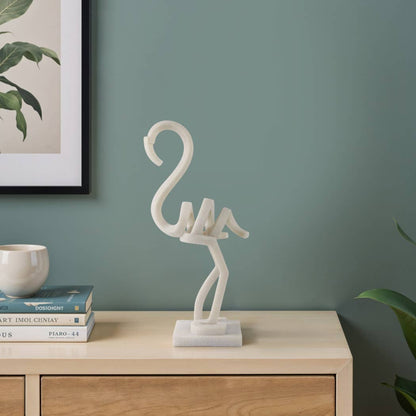 Decorative Object - White Quartz Resin Flamingo, 19 in.