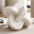 Sculpture - White Marble Interlocking Knot Design, 9 in.