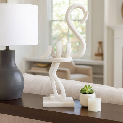 Decorative Object - White Quartz Resin Flamingo, 19 in.