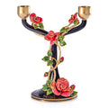 Jay Strongwater Lisha Night Bloom Double Candlestick Holder, Swarovski Crystal Enamel Gold-Finished