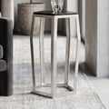 Side Table - Black Glass Top with Silver Metal Base, 26 in.