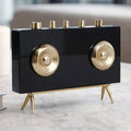 Sculpture - Black and Gold Metal Rectangular Radio, 6 in.