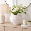 Decorative Vase - Ivory Porcelain 3D Printed Rim, 16 in.