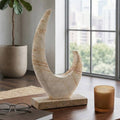 Decorative Object - Ivory Stone Crescent-Shaped, 14 in.