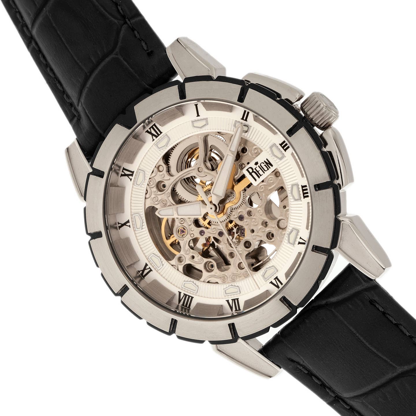 Reign Philippe Men's Automatic Skeleton Leather Watch