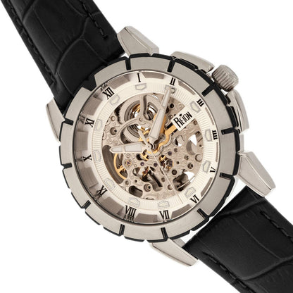 Reign Philippe Men's Automatic Skeleton Leather Watch