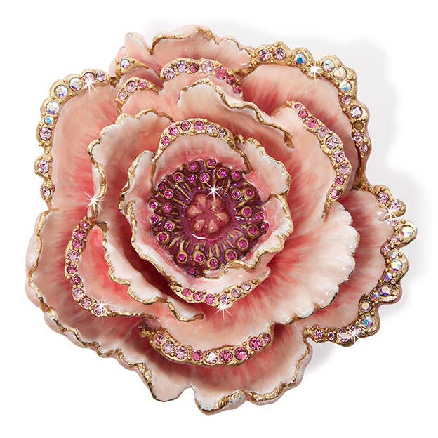 Jay Strongwater Briar Peony Enamel Gold-Finished Pewter Tabletop Object