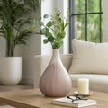 Decorative Vase - Tan Ceramic Sculptural Teardrop, 12 in.