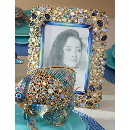 Jay Strongwater Javier Bejeweled 5" x 7" Swarovski Crystal Enamel Picture Frame, Oceana
