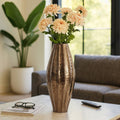 Decorative Vase - Gold Metal Ribbed Centerpiece, 27 in.