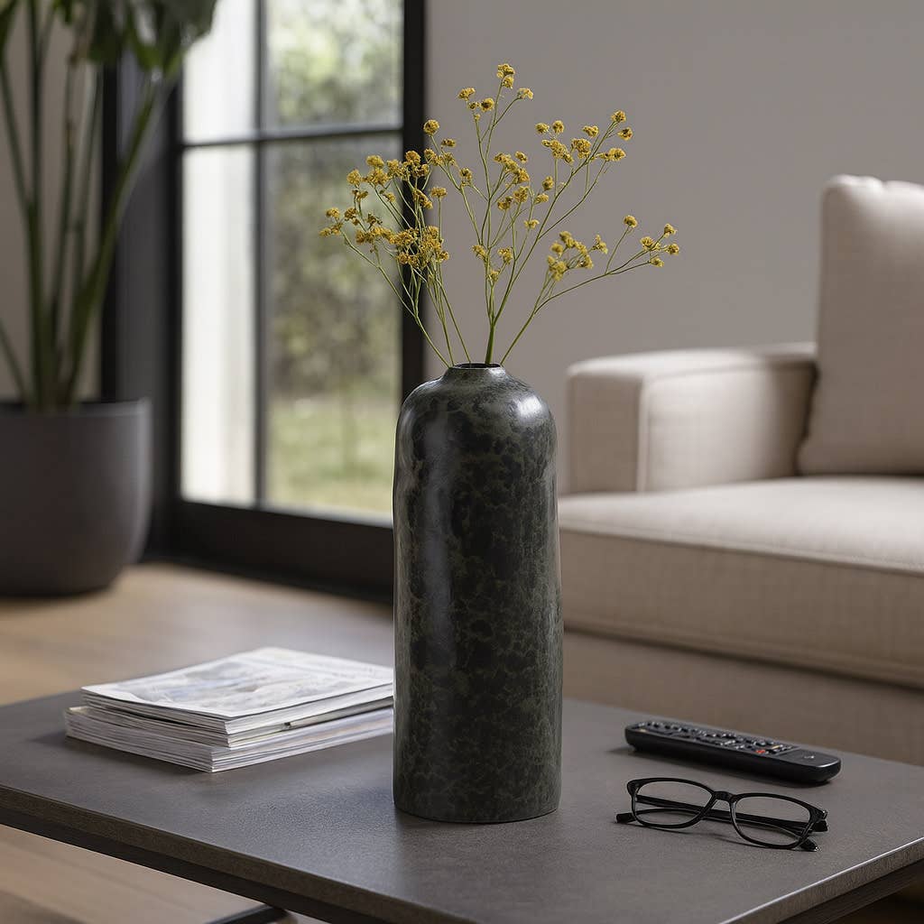 Decorative Vase - Green Ceramic Modern Tall Glazed, 17 in.