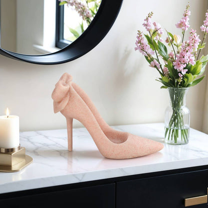 Decorative Sculpture - Pink Quartz Resin High Heel, 7 in.