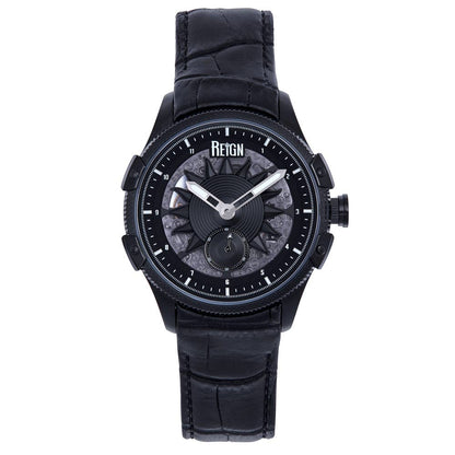 Reign Solstice Men's Automatic Skeleton Leather Watch