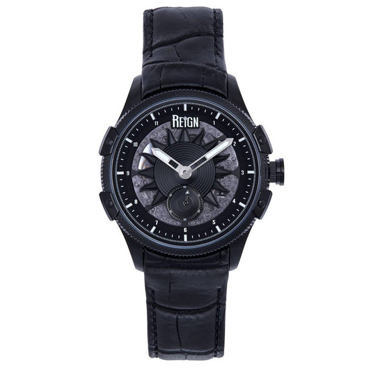 Reign Solstice Men's Automatic Skeleton Leather Watch