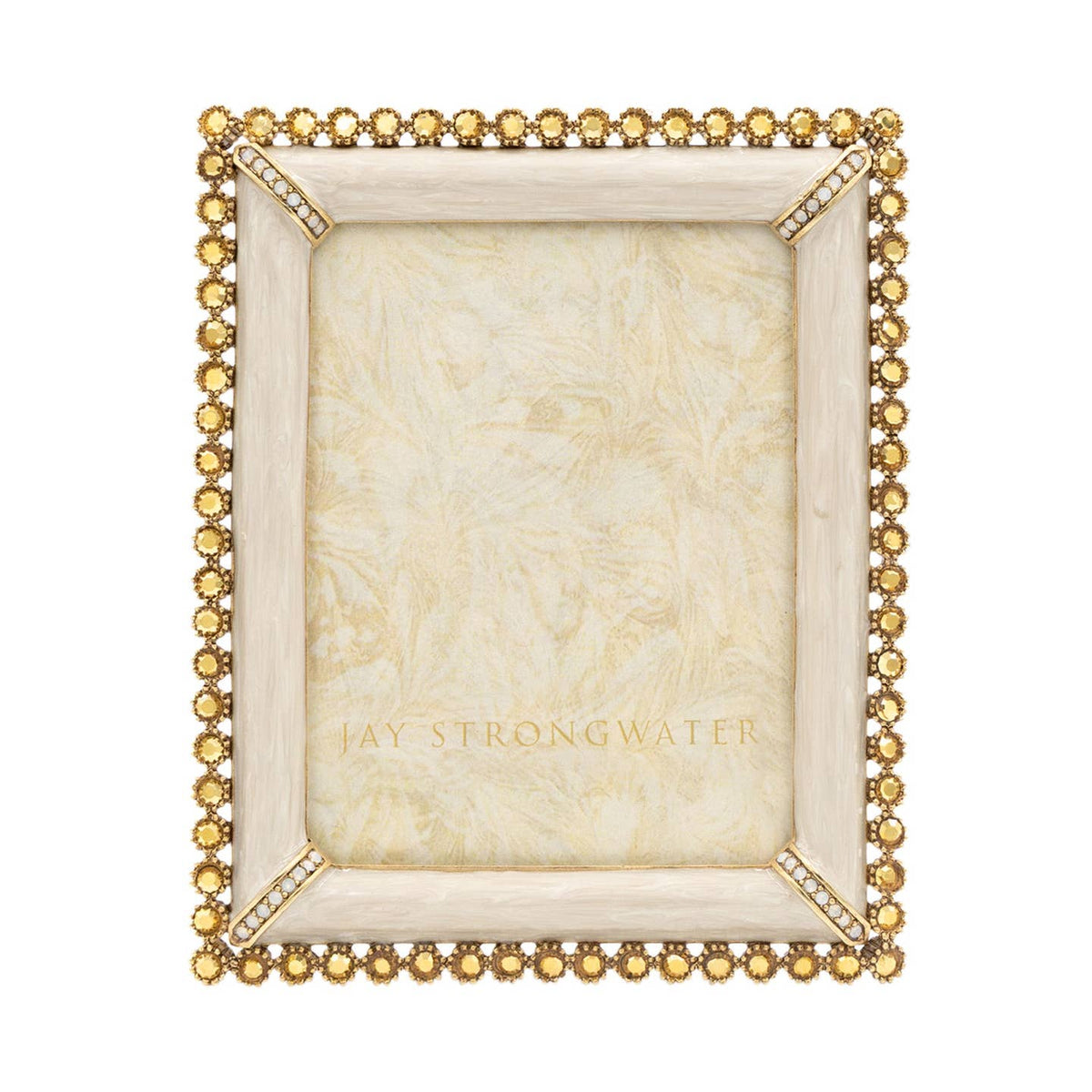 Jay Strongwater Emilia Stone Edge 3" x 4" Crystal Enamel Picture Frame, Gold