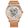 Stuhrling Original Atrium 3942M Men's Automatic Skeleton Watch, 42mm, Rose Gold-Tone Mesh Bracelet