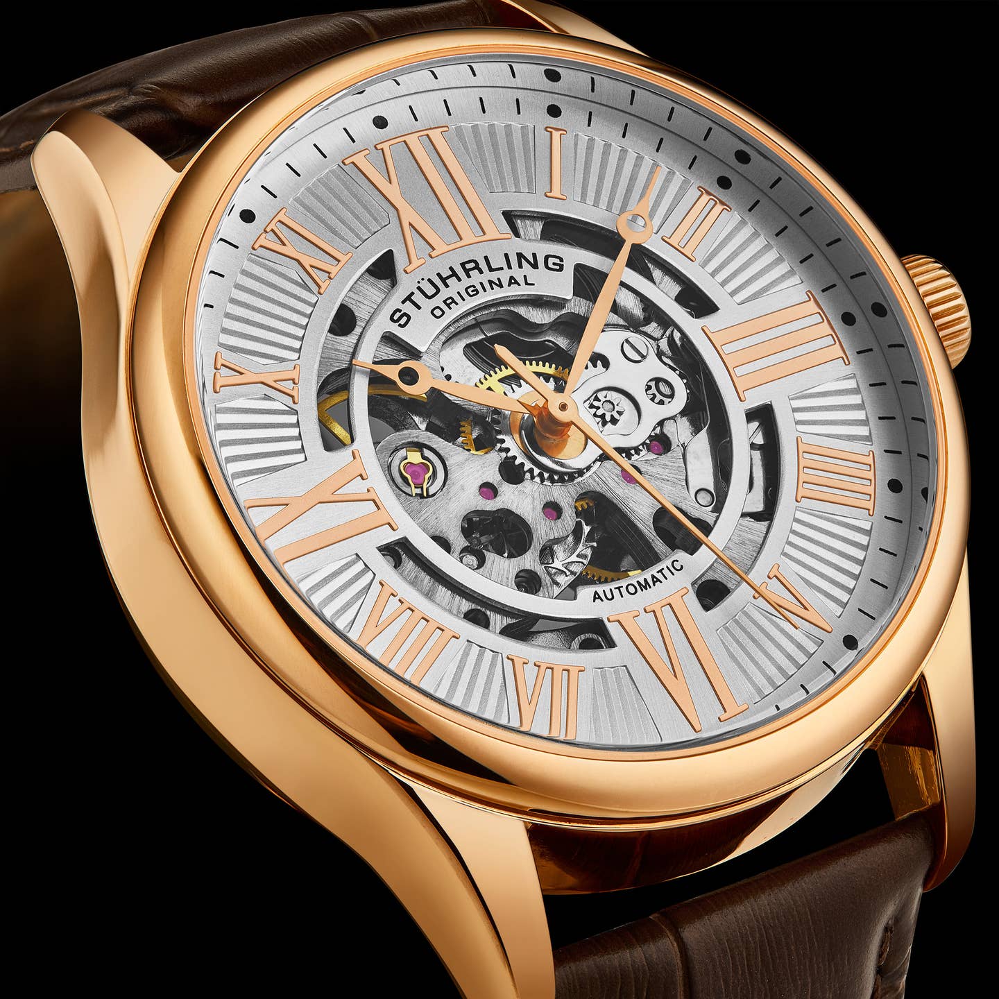 Stuhrling Original Atrium 3942 Men's Automatic Skeleton Watch, 42mm, Style KCA2W