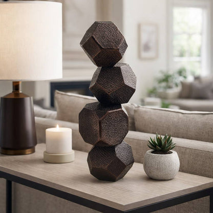 Decorative Sculpture - Bronze Metal Stacked Sphere, 22 in.