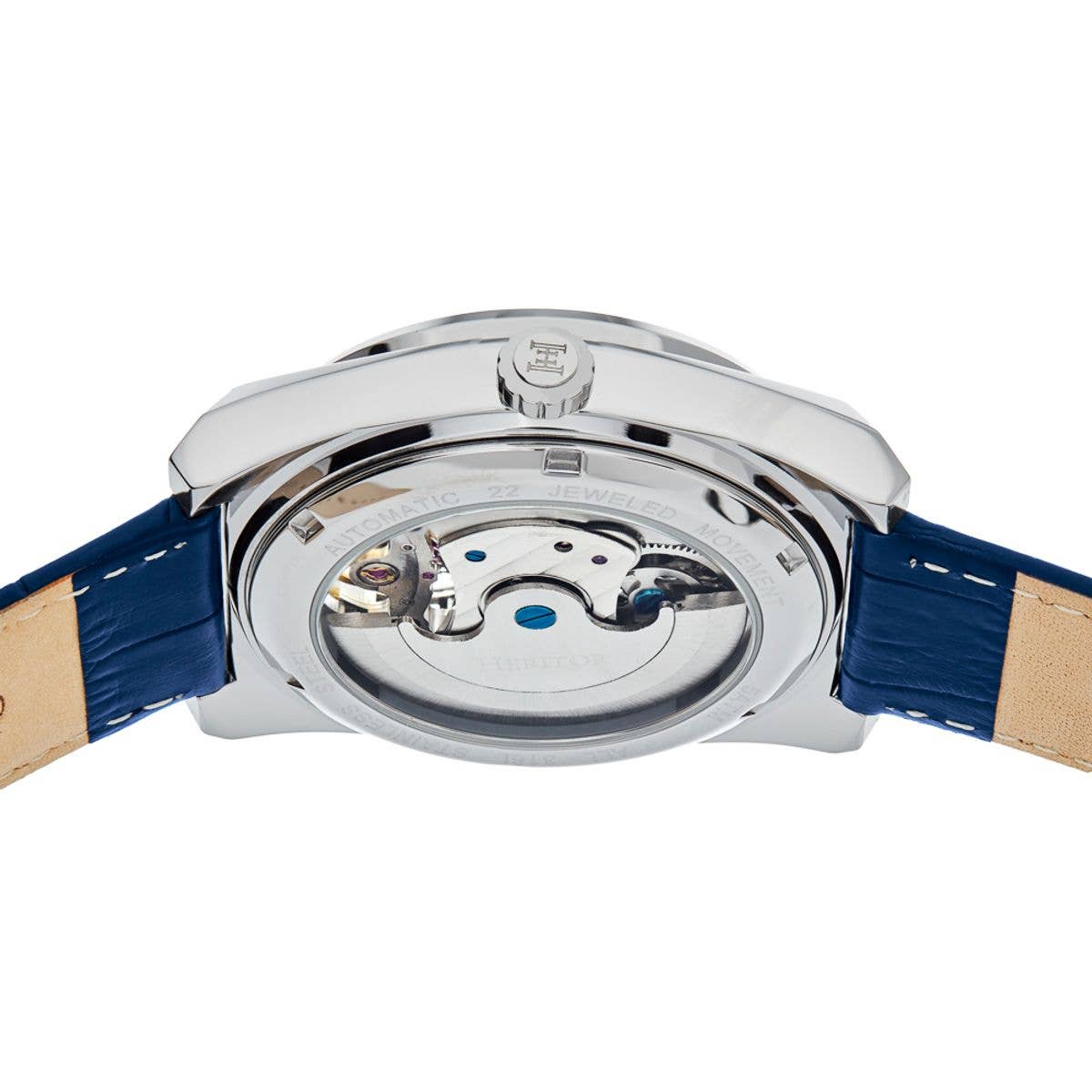 Heritor Daxton Men's Automatic Skeleton Leather Watch, Blue