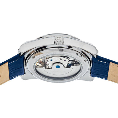 Heritor Daxton Men's Automatic Skeleton Leather Watch, Blue