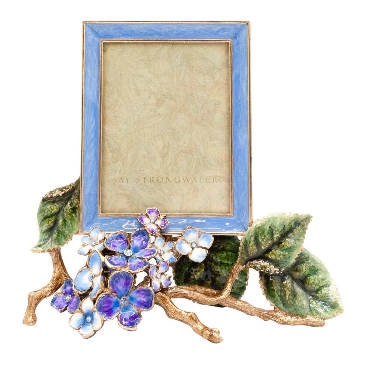 Jay Strongwater Colbie Hydrangea 3" x 4" Crystal Enamel Picture Frame, Blue
