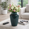 Decorative Vase - Green Ceramic Modern Flared Design, 14 in.