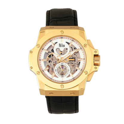 Reign Commodus Men's Automatic Skeleton Leather Watch