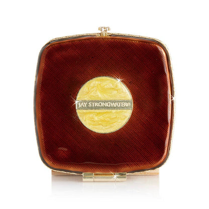 Jay Strongwater Pavel Tiger Striped Compact Mirror, Pavé Crystal Gold-Finished