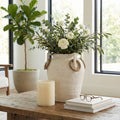 Decorative Vase - Ivory/Tan Pottery Round Small, 19 in.