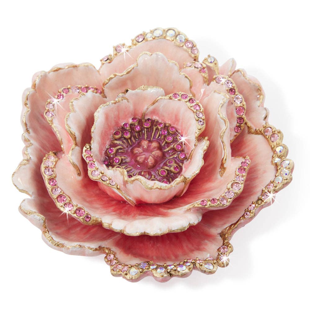 Jay Strongwater Briar Peony Enamel Gold-Finished Pewter Tabletop Object