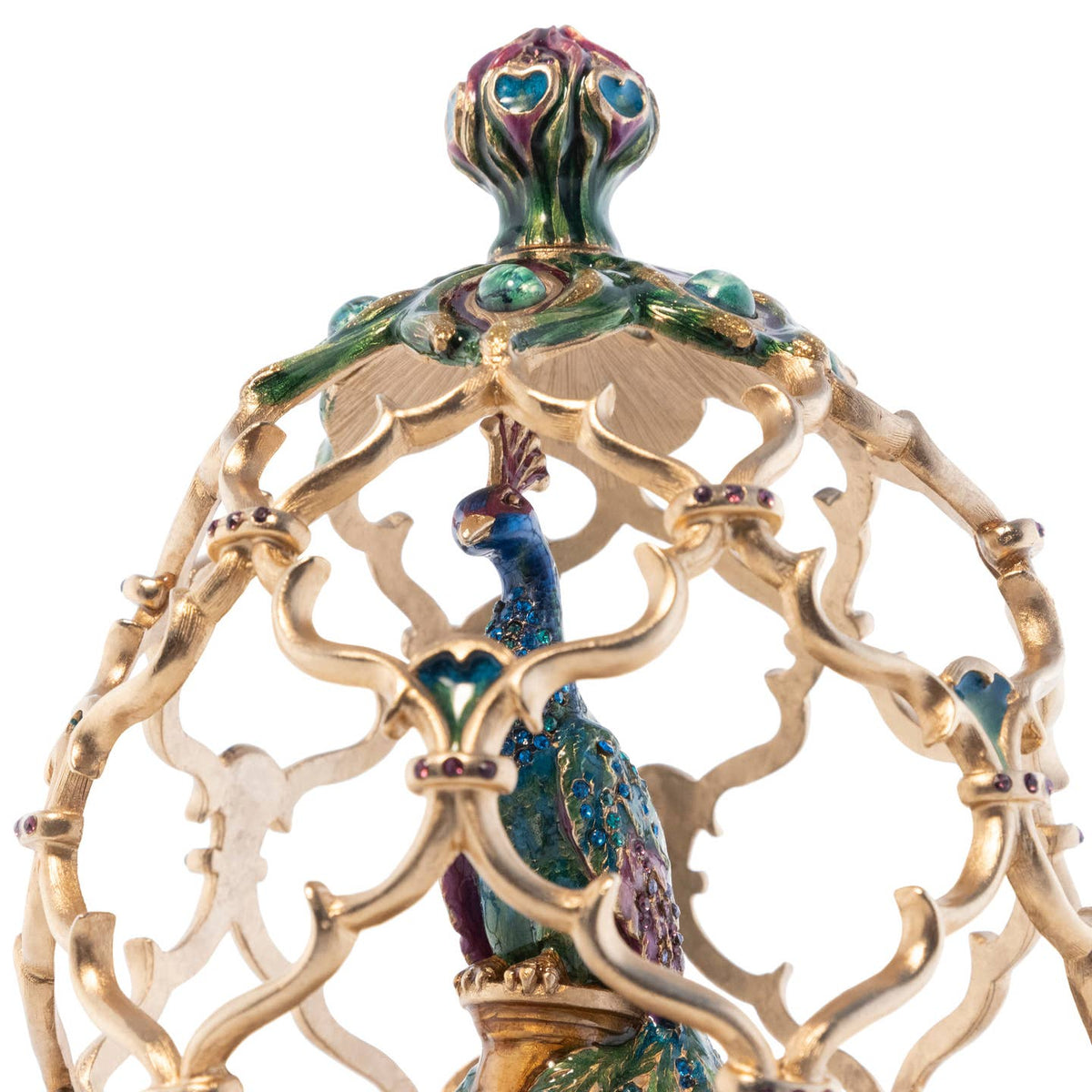 Jay Strongwater Roman Peacock Egg Swarovski Crystal Enamel Gold-Finished Tabletop Object