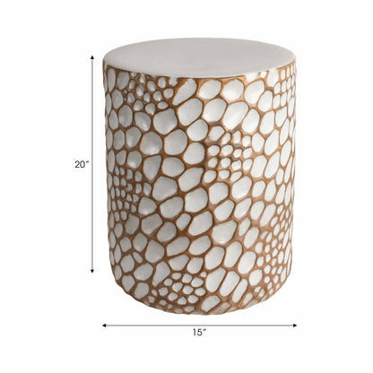 Garden Stool - White and Brown Ceramic Textured, 20 in.