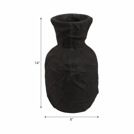 Decorative Vase - Black Ceramic Large Sculpted, 14 in.