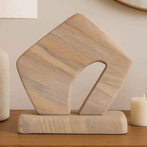 Decorative Sculpture - Tan Sandstone Minimalist, 7 in.