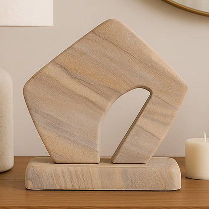 Decorative Sculpture - Tan Sandstone Minimalist, 7 in.