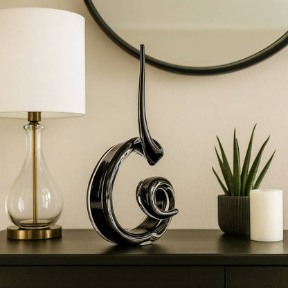 Decorative Sculpture - Black Glass Abstract Twist, 16 in.
