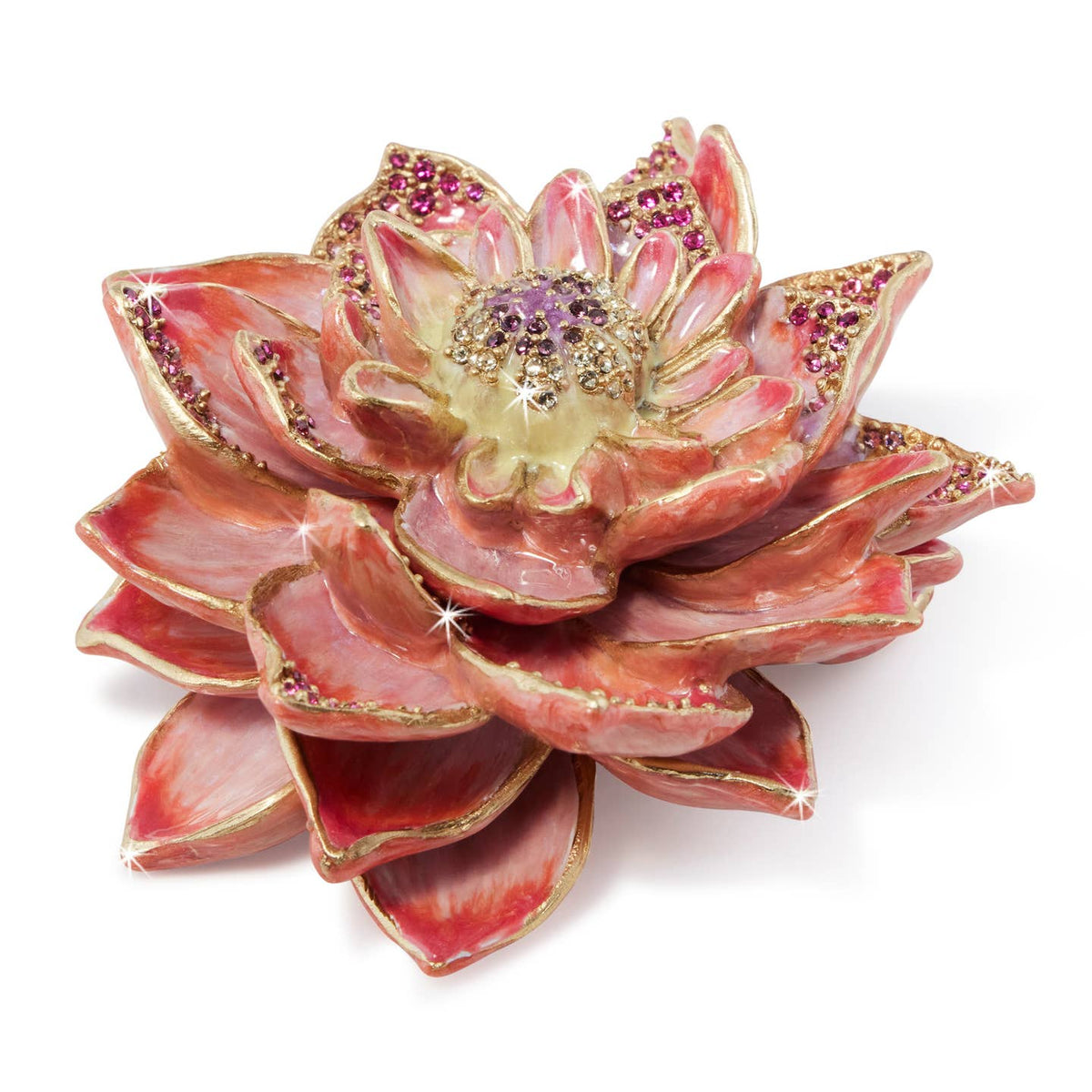Jay Strongwater Calista Dahlia Bloom Crystal Enamel Gold-Finished Tabletop Object