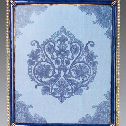Jay Strongwater Laetitia Stone Edge Floral 8" x 10" Crystal Enamel Picture Frame, Delft Garden