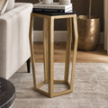 Side Table - Black Glass Top with Gold Metal Base, 26 in.